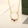 H￤nge halsband metall runda geometriska f￶r kvinnor rostfritt st￥l guld charm f￤rgglad kristallp￤rla halsband boho smycken g￥va