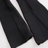 Bahar ve Yaz Moda Rahat Sıska Siyah Elbise kadın Mizaç V Yaka Ince Slit Uzun Kollu SH418 210421