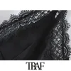 TRAF Mulheres Sexy Moda Com Lace Trims Skinny Bodysuits Vintage Backless Fino Correias Femininas Playsuits Chic Tops 210415