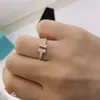 Midi Rings ring designer jewelry Double T 925 Sterling Silver Open 18k rose gold couple versatile light luxury female gift286h