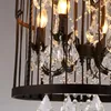 Pendant Lamps Retro Crystal Bird Cage Chandelier Black Iron Art Personalized Clothing Store Cafe Decoration Hanging Lamp E14 Bulb 301I