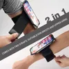 Bolsas al aire libre 2 en 1 Brazalete Muñeca Negro Correr Brazalete Soporte para teléfono Se adapta a 4.0 '' - 7.0 '' Smartphone