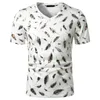 Plume Or Imprimer T-shirt Pour Hommes Shrot Manches V Cou Hommes T-shirts Hip Hop Hipster Streetwear Casual Party Prom Club Vêtements 210522