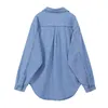 Dżinsowa koszula kobiety jesień wiosna pojedyncze piersi kieszenie z długim rękawem oversize ulica moda bawełniana bluzka żeński blusas top 210417