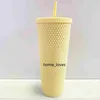 2021 Starbucks Studded Cup Tumblers 710 ml Carbie Pink Matte Black Plastic Mugs With StrawcV2ECV2E302M