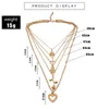 Pendant Necklaces Minimalist Multi-Layer Heart Hand Star Leaf Pendants Clavicle Chain Necklace Fashion