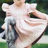 Summer Casual Dress Kids Dresses For Girls Pink Lace Flower Girls Dress Party Wedding Clothing Children Princess Tutu Clothing Q0716