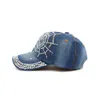 Inteira primavera verão outono popular mulheres menina menina denim snapback cap rhinestone cruz encaixado beisebol bonés