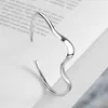 Simple Wave Shape Couple Bangle Bracelet Gold Silver Color Open Cuff For Lover's Adjustable Size