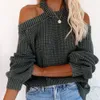 Jocoo Jolee Sexy O Hals Off The Shoulder Gebreide Sweater Vintage Solid Oversized Losse Trui Autumn Casual Pullover Jumpers 210518
