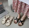 Women Sandals Summer Corss Band Fashion Open Tee Tee Slippers Buckle Strap Flats Nasual Beach Shoes Soft Female Beige