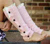 Hiver enfants tricot laine manches jambières chaussettes bébé filles tricoté bottes poignets enfants longs bas bouton dentelle chaussons manches