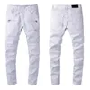 Designer de luxo mens jeans marca lavado design branco magro-perna denim calças leve estiramento magro motocicleta motociclista jean calças tamanho 28-40