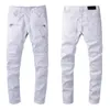 Designer luxe heren jeans merk gewassen ontwerp witte slanke denim broek lichtgewicht stretch skinny motorfiets biker jean broek maat 28-40