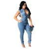 Plus Size Pants Elegance Cotton Jeans Woman Ladies Overalls 2021 Arrival Sexy Slim Sleeveless Jumpsuit Denim Playsuits Women