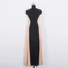 Black Khaki Patchwork Sleeveless Halter A Line Sexy Maxi Long Dress D0712 210514