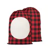 48*64cm Christmas Gift Bags Sublimation Blanks Santa Sack Plaid Pattern Candy Storage Bag with Drawstring w-00984