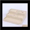 Packaging & Drop Delivery 2021 Linen Holder Rings Earring Storage Rack Fine Ring Stud Tray Jewelry Box Display Stand Props Eatuw