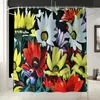 Carpets Oil Painting Flower Shower Curtain Four Piece Bathroom Floor Mat Toilet Anti-skid Absorbent Carpet Tappeti Bagno 189q