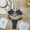 Luksusowe kobiety Biustonosz Zestaw Moda Beachwear Dwa Kawałki Kostiumy Kąpielowe Potargane Z Wysokim Pięcionymi Majtkami Bielizna Ustaw Hot Bra Set 2019 X0526