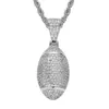 Hip Hop Iced Out Football Pendant Necklace Gold Silver Plated Mens Bling Sport Jewelry Gift2234455