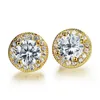 Luxus Weibliche Kristall Weiß Zirkon Bolzen Ohrring Einfache Gold Farbe Runde Vintage Hochzeit Ohrringe Für Frauen