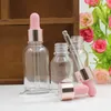 Clear Glass Essential Oil Bottle Rubber Pipertte Portable Empty Cosmetic Packaging Refillable Vials 5ml 10ml 15ml 20ml 30ml 50ml 100ml