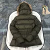 Women Fur Parkas Down Jacket Zipper Closure Pockets Belt Thick Warm Coat Classic Designer Woman Hood Winter Loose Long Outwear 606f