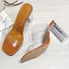 Sandales d'été à talons transparents pour femmes, chaussures transparentes en PVC, Perspex haut 2022 6/9cm, talon coulissant