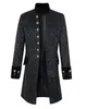 Men's Jackets Men Black Gothic Steampunk Jacket Coat Victorian Edwardian Costume Long Military Uniform Dress Suits Roll-Up Sleeves