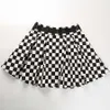 DICLOUD Pleated Checkerboard Skirts Harajuku High Waisted Skirt Casual Dancing Korean Sweat Short Summer Mini Skirts 210730