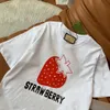 Kvinnors t-shirt designer harajuku grafisk t-shirt kort ärm söt jordgubbe äpple roligt tryckt mode casual vit n2p8