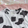 HwlzltzhtコットンTシャツ夏の婦人服大型牛プリント基本Tシャツ女性カジュアルOネックTシャツ特大トップ210722
