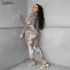 Nibber 3D aushöhlen sexy Bodysuit Legging 2 zweiteiliges Set für Frauen Herbst Casual Street Active Wear Sport Top Anzüge weiblich Y0625