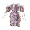 夏のドレス女性のセンスバッグ腰のショートスカートストラップレスチューブトップフローラルスモールドレスUK433 210506
