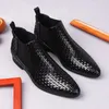 Stivali da caviglia di lusso scarpe vere in pelle di alta qualità scivolare su punta bralla marrone abbigliamento casual scarpe da uomo stivali da uomo