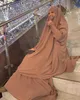 イードフード付きイスラム教徒の女性ヒジャーブドレスドレス祈り衣服ジルバブアバヤロングキマーラマダンガウンアバヤススカートセットイスラム服niqab195q