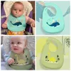 2021 Cute Baby Bibs Waterproof Silicone Bib Infant Toddler Feeding Saliva Towel Cartoon Adjustable Children Apron with Pocket