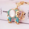 Keychains Fashion Gold Color Metal Lobster Clasp Keyring Dangle Crystal Enamel Animal Elephant For Men Luxury Jewelry Miri22