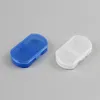 Tragbare Reise-Mini-Pillendose aus Kunststoff, Medikamentenetui, 2 Fächer, Schmuck, Perlenteile, Organizer, Aufbewahrungsboxen, Behälter, 5,6 x 3,1 x 1,3 cm, blau, transparent