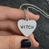 Stöd Custom Witch Halsband Heart Graverat Gothic Witchcraft Wiccan Halloween Goth Smycken Kvinnor Halsband Gift för Witches G220310