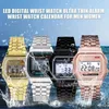 Wristwatches Luxury F91W Steel Band Watch Retro LED Digital Sports Military Electronic Wrist Clock Ladies Men Couples