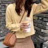 Thin Solid Women Sweaters V Neck Autumn All Match Cardigans Loose Sweet Elegant Sueter Mujer Korean 17376 210415