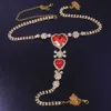 Glaming Czerwony Kryształ Heart Thong Panties Bielizna Biżuteria Dla Kobiet Luksusowy Ciała Waist Belly Chains Great Party Prezenty