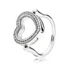 925 Sterling Silver Sparkling Floating Heart Locket Ring Fit Pandora Jewelry Engagement Wedding Lovers Fashion Ring For Women