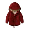 子供の冬のフリース屋外の男の子のフード付き暖かい子供の上着ウインドブレーカー秋のカジュアルな赤ちゃんコート服211203