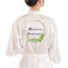 Custom Flower Print Women Pajamas Robe Kimono Bathrobe Dress Gown Wedding Satin s 210924