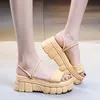 Rimocy chunky platform slippers vrouwen mode effen kleur dikke bodem wig sandalen vrouw zomer antislip strandschoenen 210528