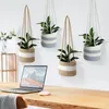 Outros suprimentos de jardim Pendurar plantador cesta de plantas tecidas interior até 7 polegadas de flor macrame ganchos de armazenamento organizador home decor