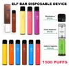 Elf Bar 1500 Puffs E Cigarette Jetable Vape Pod Dispositif 850mah Battey 4.8ml Pods 2% Force 9 couleurs Vaporisateur vs Bang XXL Flex Plus